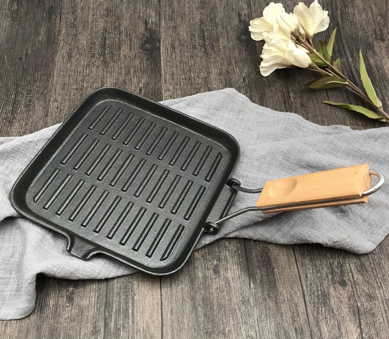 Camping Cast Iron Steak Skillet Folding Pan