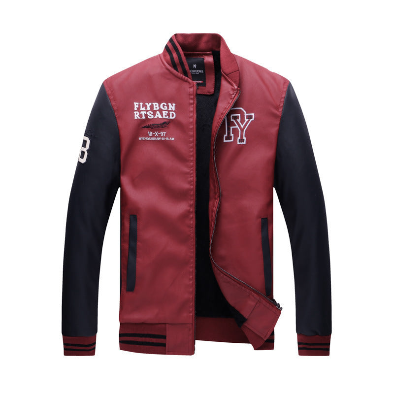 Men's Fleece Short Leather Jacket