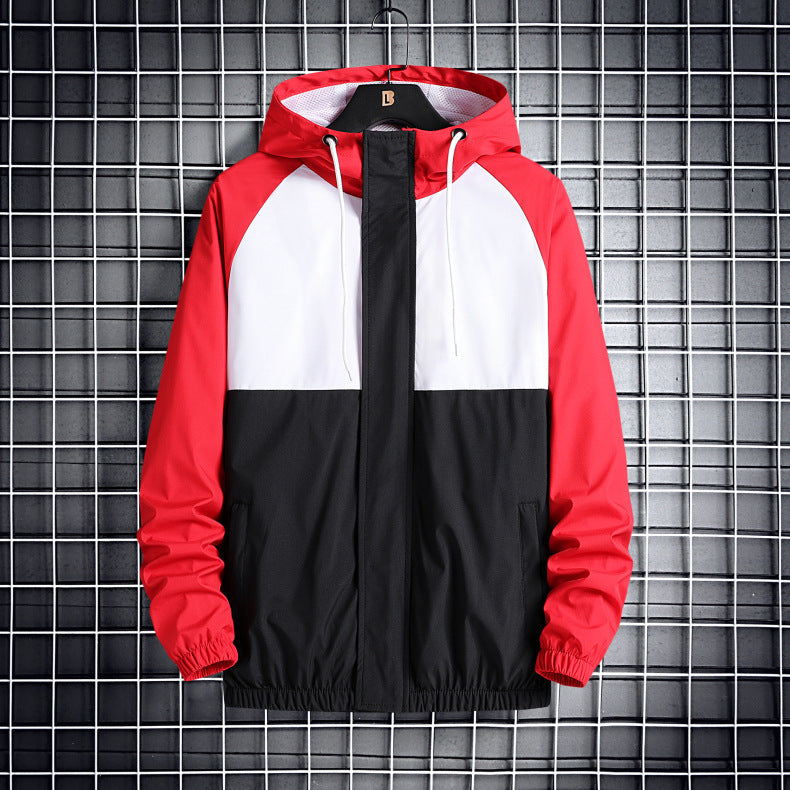 Fashionable Hooded Solid Color Jacket