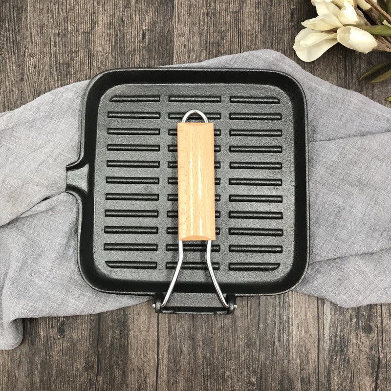 Camping Cast Iron Steak Skillet Folding Pan