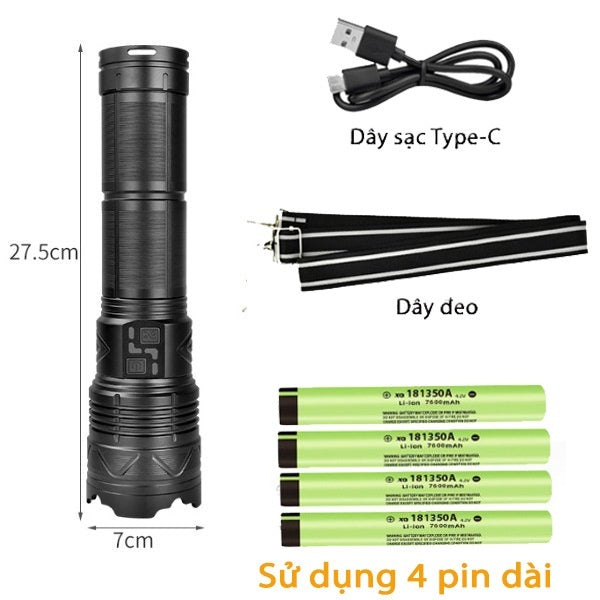Outdoor Multifunctional Zoom Strong Light Flashlight