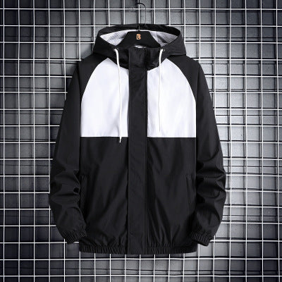 Fashionable Hooded Solid Color Jacket