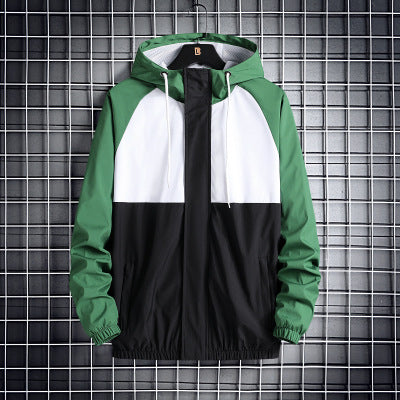 Fashionable Hooded Solid Color Jacket