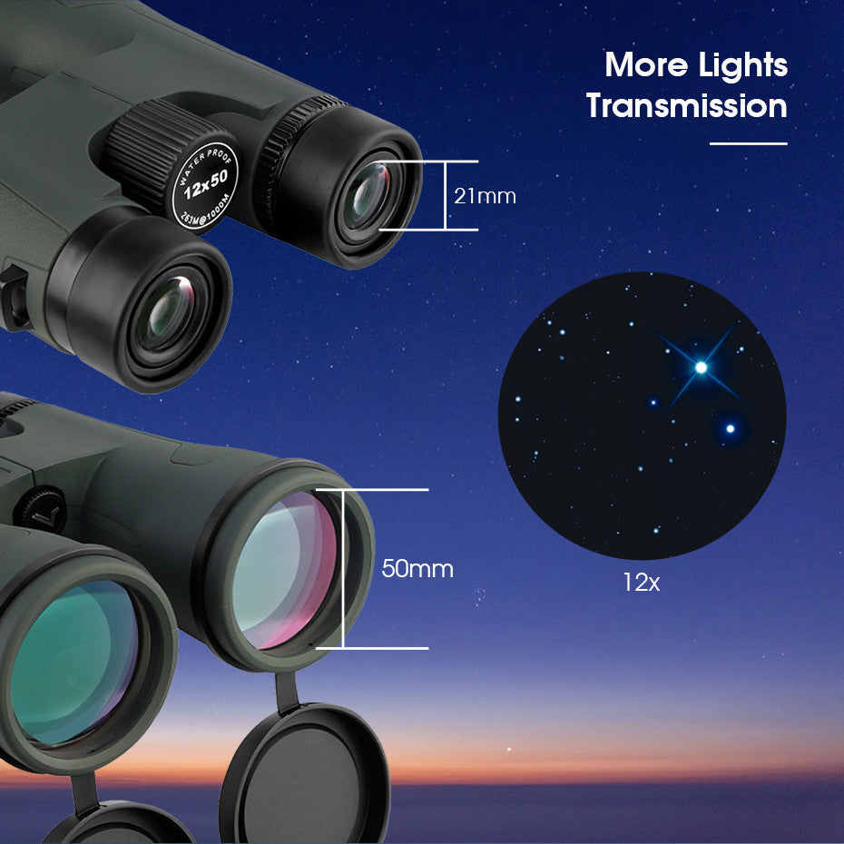 Portable 12x50 IPX7 Waterproof Binoculars