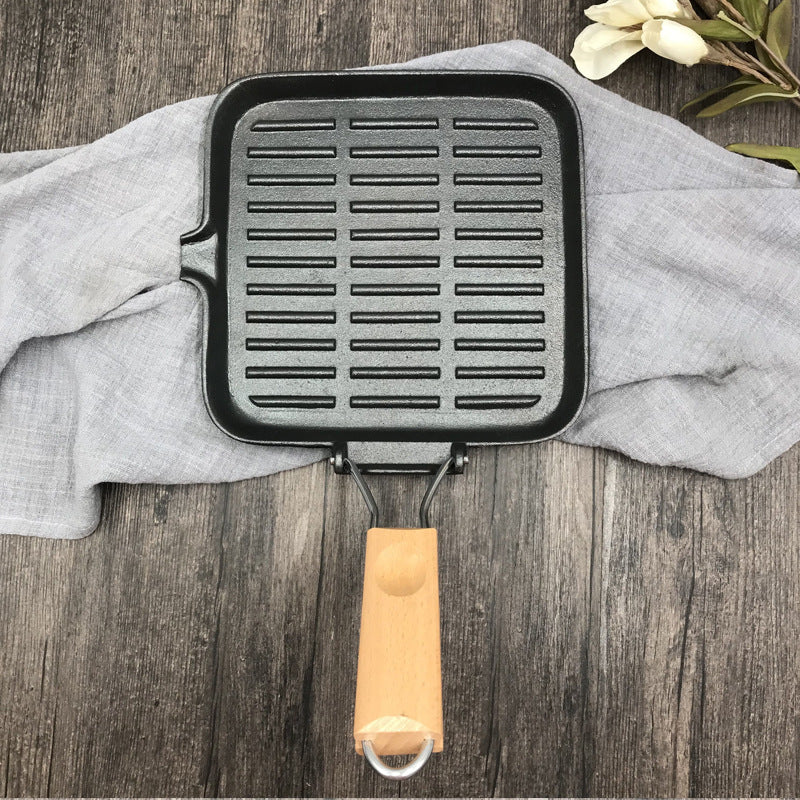 Camping Cast Iron Steak Skillet Folding Pan