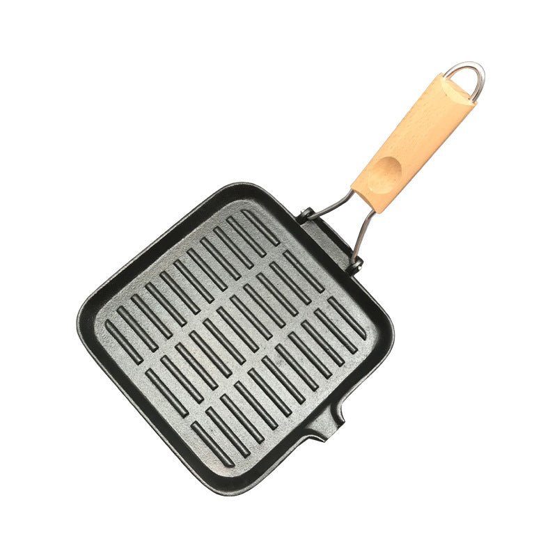 Camping Cast Iron Steak Skillet Folding Pan